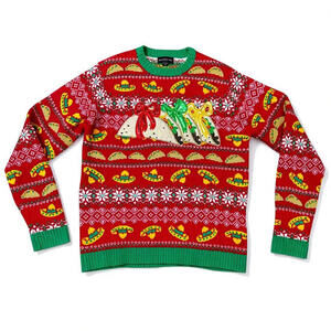 Blizzard Bay Sweater Mens XL Red Taco Sombrero Novelty Ugly Christmas Pullover